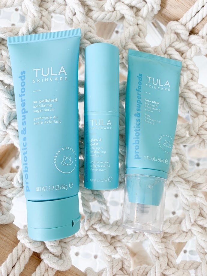 TULA primer exfoliating scrub brightening balm