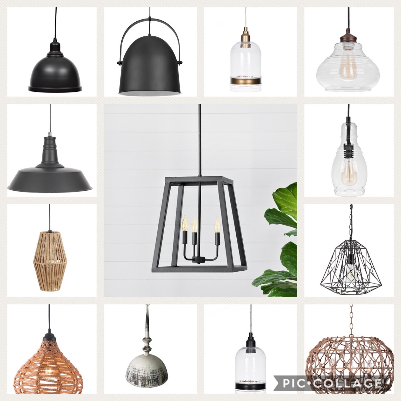 collage of pendant lights from kirkland