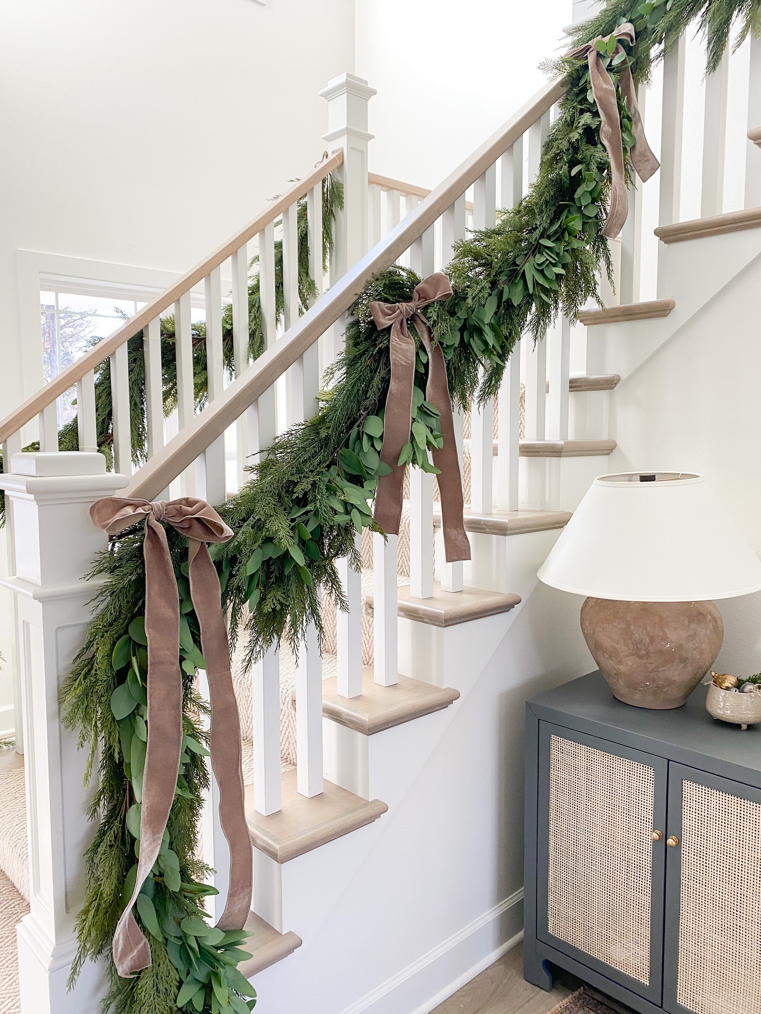 Holiday Staircase with Real Touch Faux Garland - Tuft & Trim