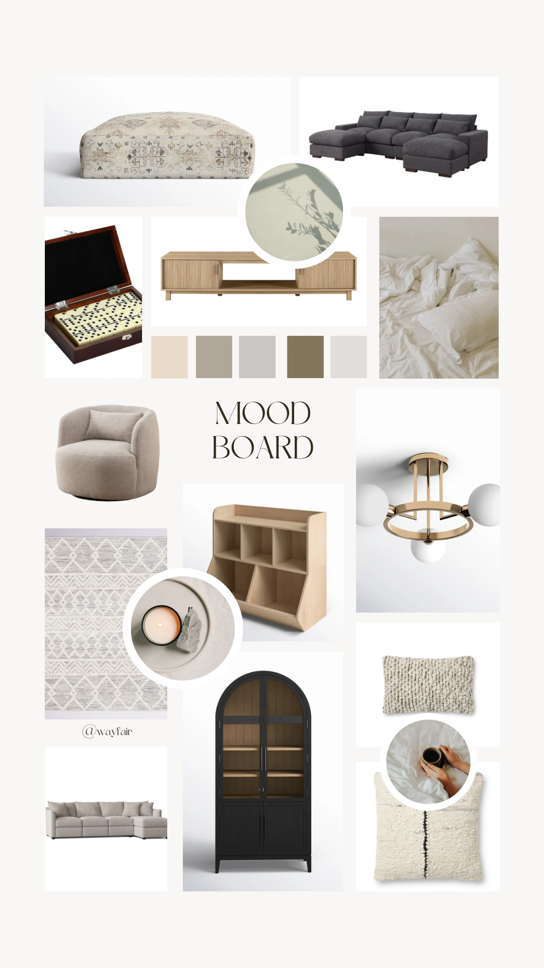 mood board for bonus room